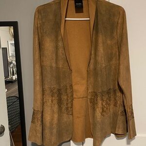 Vocal Brown Women's Blazer with Lace Accents